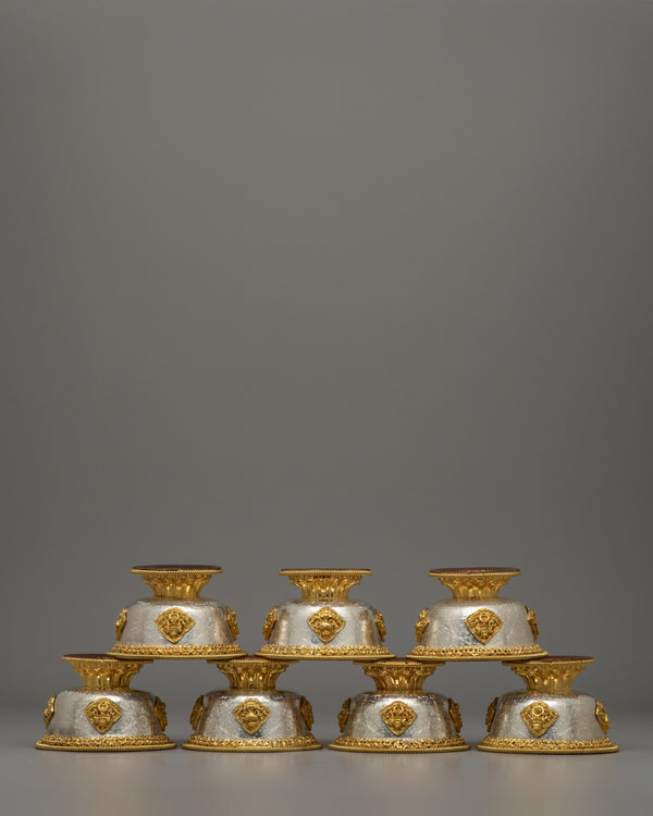 Handcrafted Silver Body and Gold-Plated Offering Bowls 