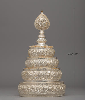 Buddhist Ritual Silver-Plated Mandala : Symbol of Spirituality and Craftsmanship | Buddhist Ritual Artifact