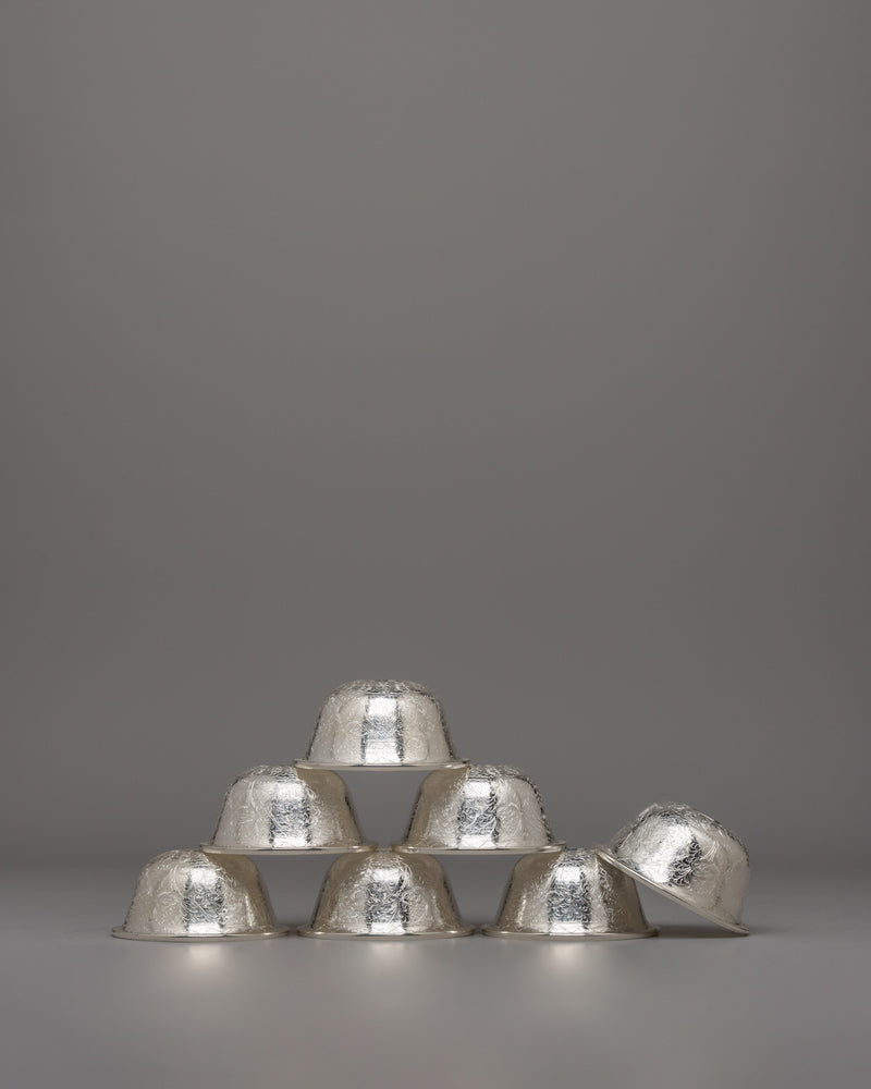 Handcrafted Seven Silver Offering Bowls | Symbolizing Devotion and Spiritual Connection