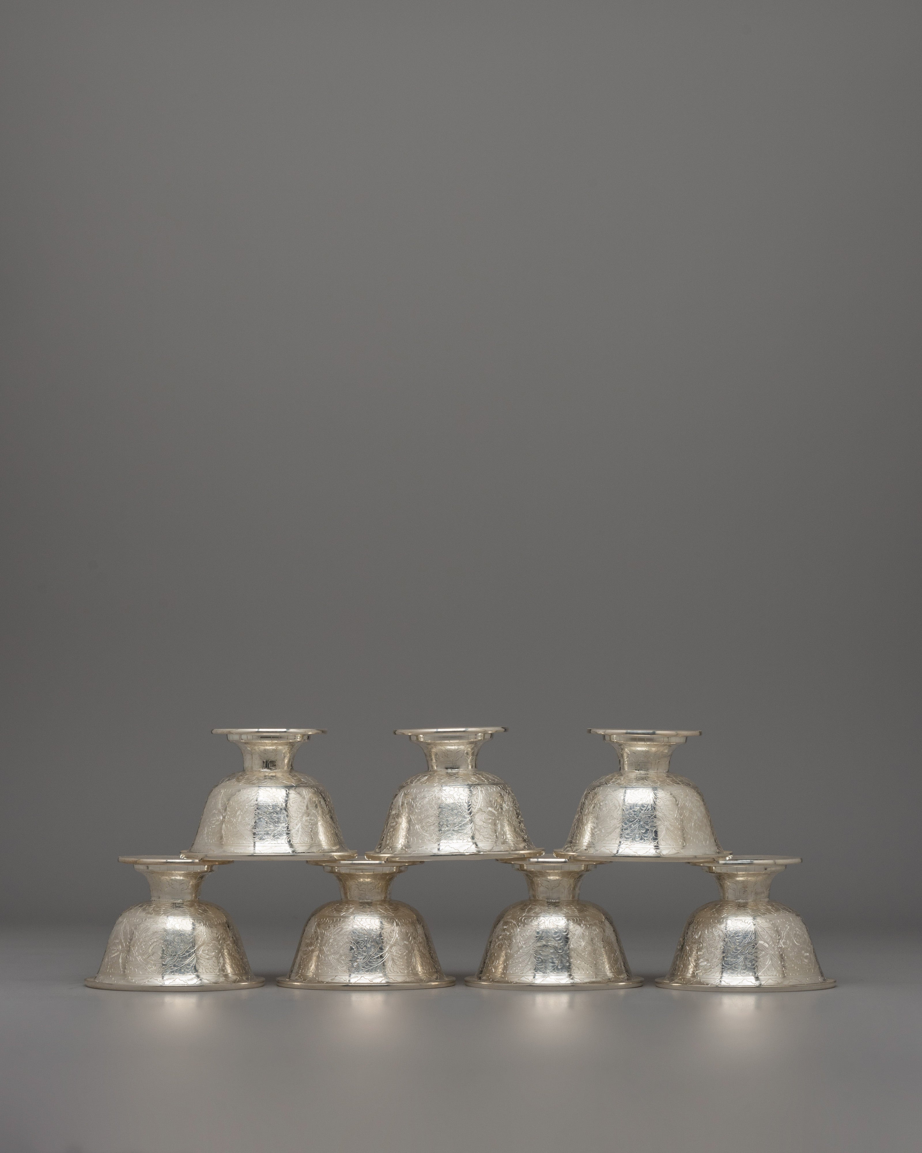 Religious Seven Set Silver Offering Bowl