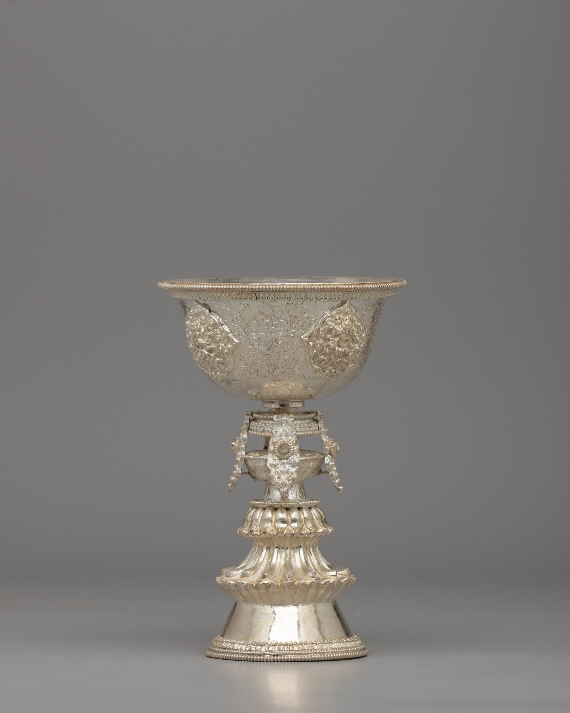 Handcrafted Silver Tibetan Butter Lamp