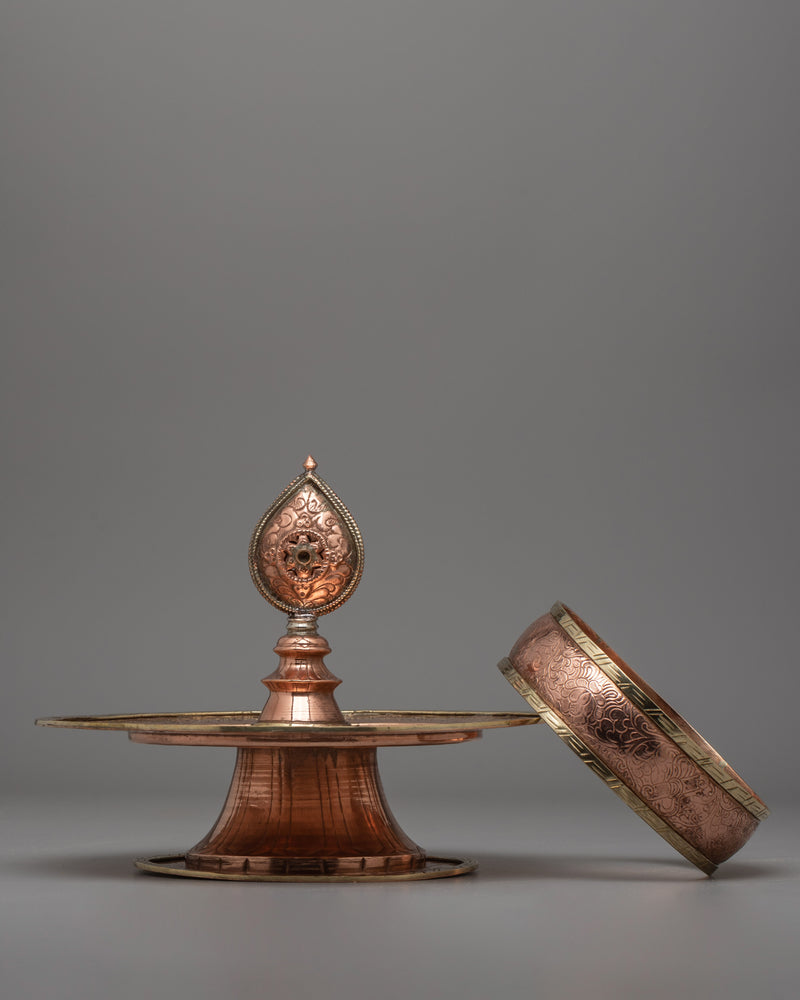 Exquisite Copper Mandala Stupa for Buddhist Rituals and Meditation | Ritual Copper Mandala