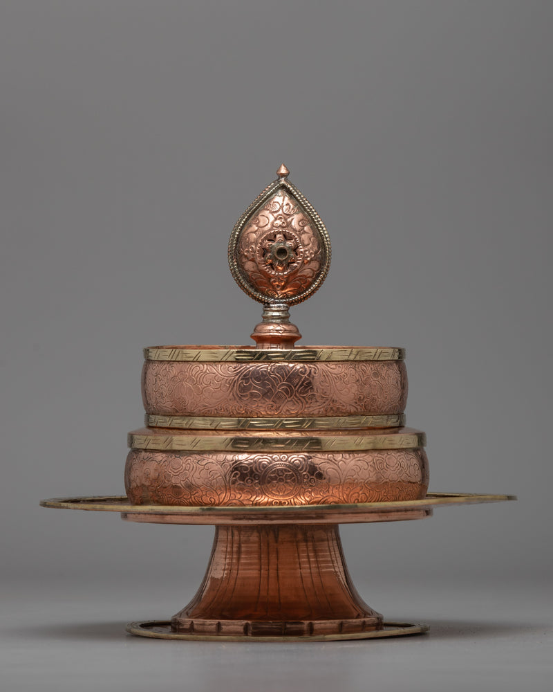 Exquisite Copper Mandala Stupa for Buddhist Rituals and Meditation | Ritual Copper Mandala