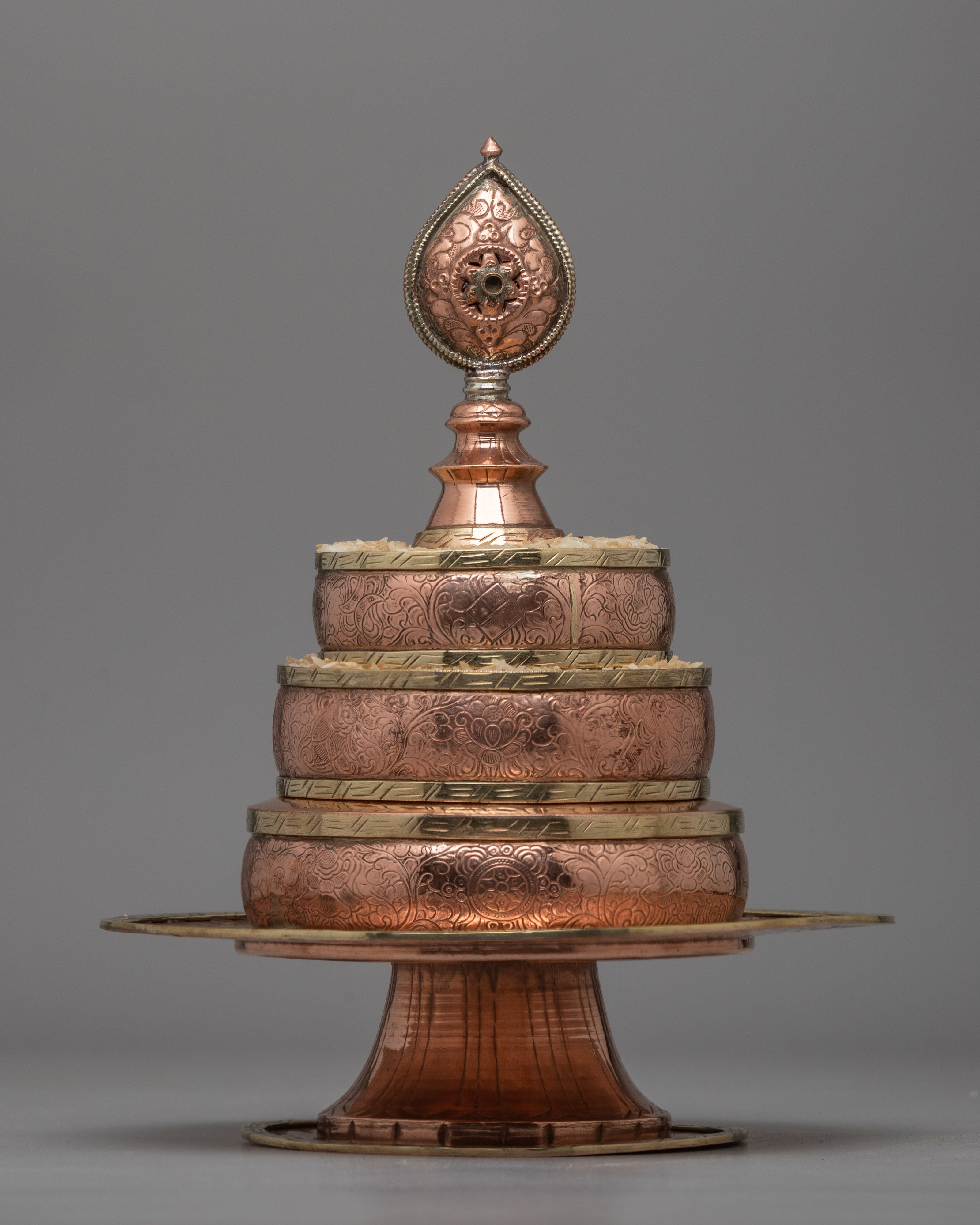 Exquisite Copper Mandala Stupa for Buddhist Rituals and Meditation | Ritual Copper Mandala
