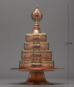 Exquisite Copper Mandala Stupa for Buddhist Rituals and Meditation | Ritual Copper Mandala