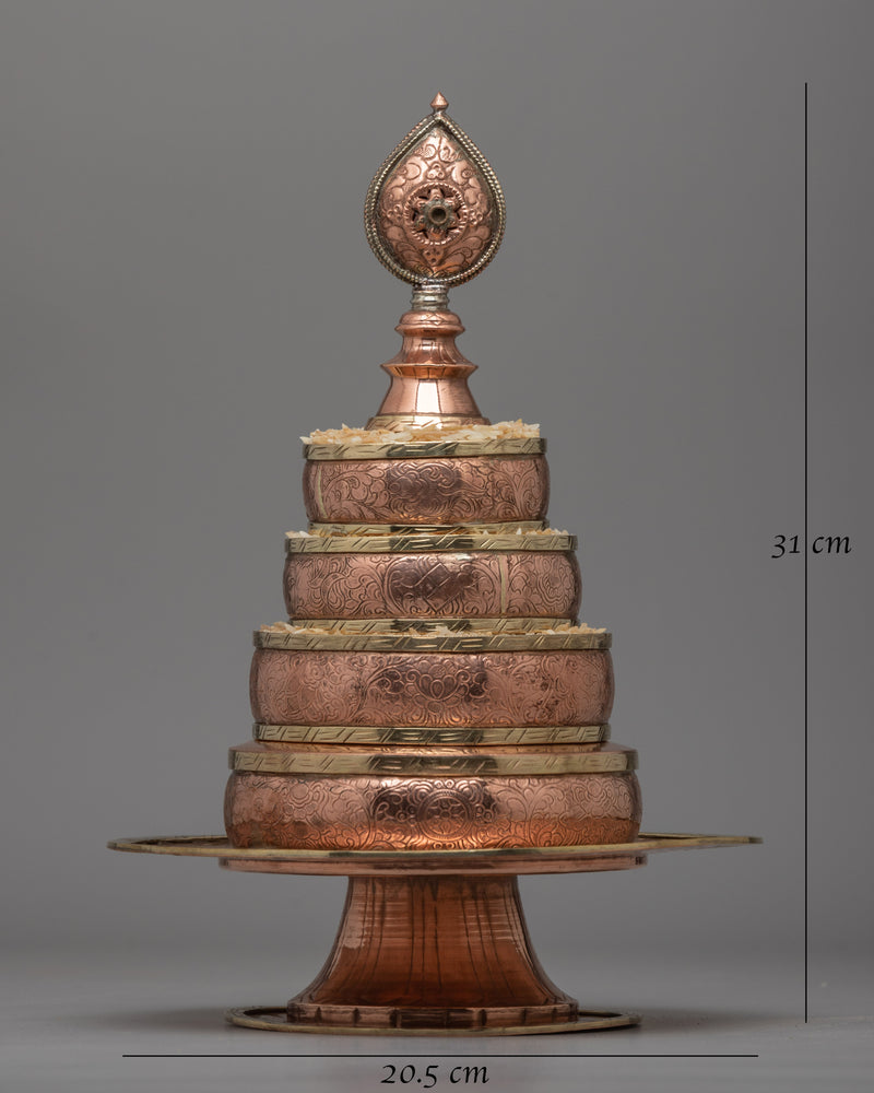 Exquisite Copper Mandala Stupa for Buddhist Rituals and Meditation | Ritual Copper Mandala