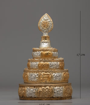 Gold & Silver-Plated Mandala Offering Set | Buddhist Ritual Offering Object