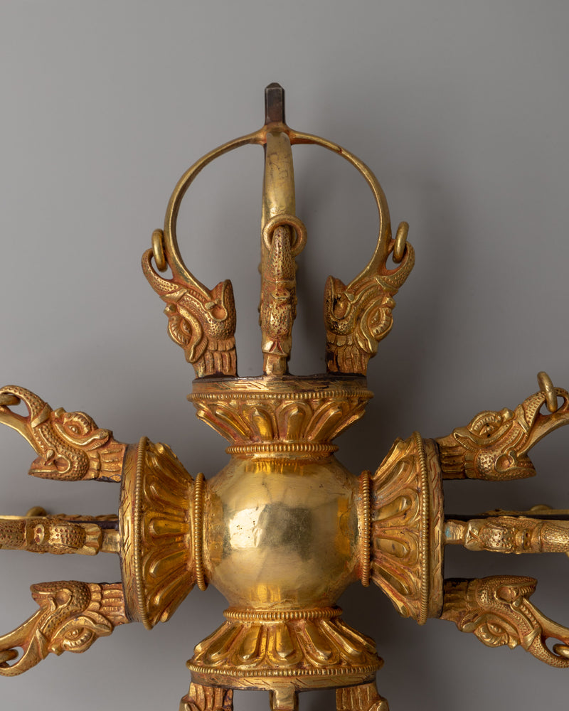 Handcrafted Gold-Plated Bishwa Vajra | Symbol of wisdom and strength