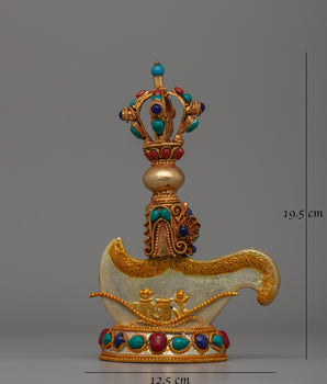 Gold-Plated Tibetan Kartika Knife | Sacred Ritual Tool