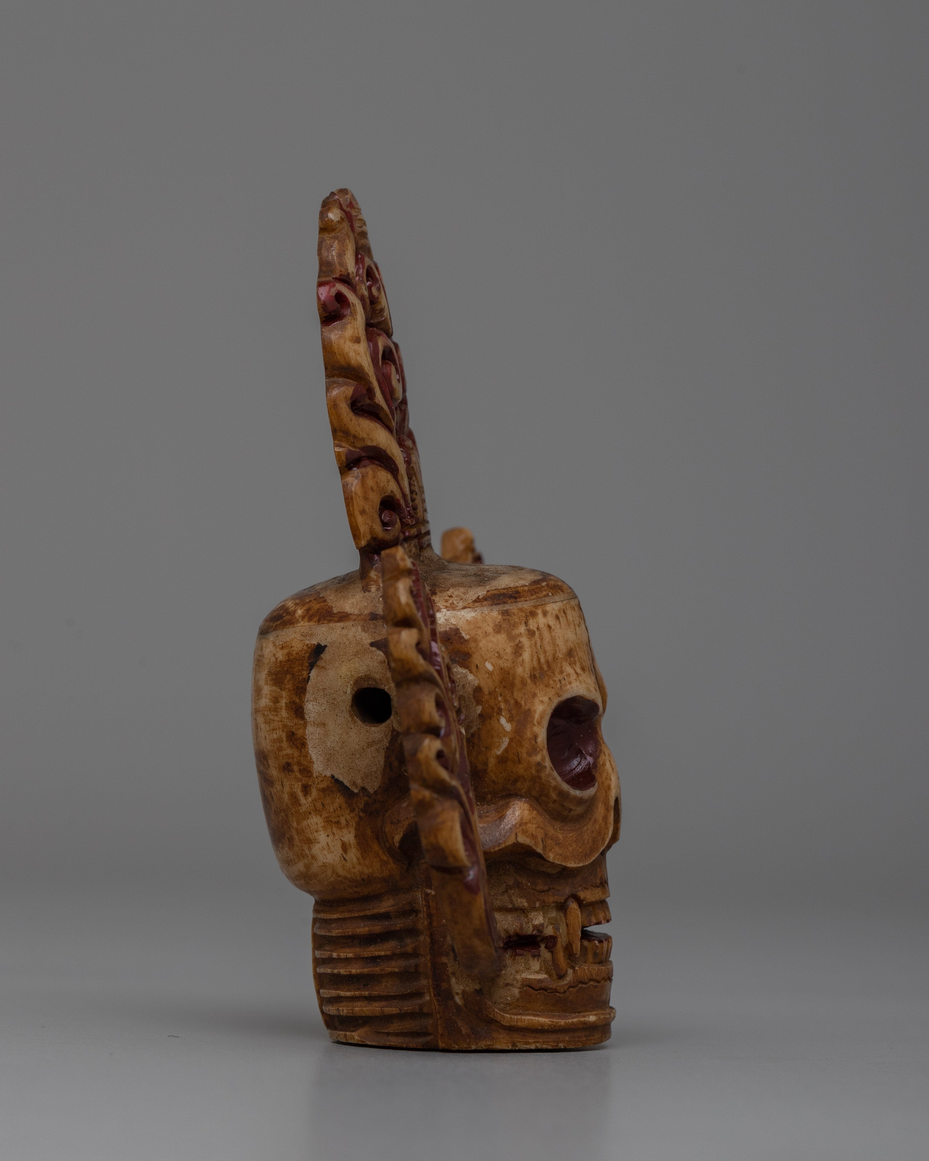 Buffalo Bone Skull Head | Hand-Carved Buddhist Decor