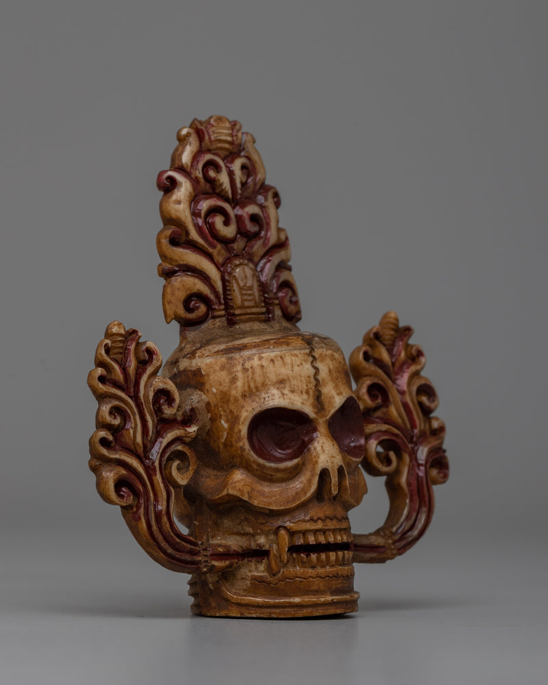 Buffalo Bone Skull Head | Hand-Carved Buddhist Decor