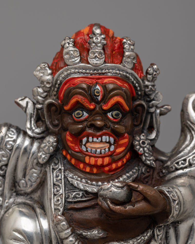 Oxidized Copper Mahakala Statue | Sacred Buddhist Protector