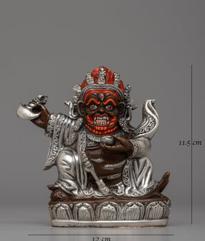 Oxidized Copper Mahakala Statue | Sacred Buddhist Protector