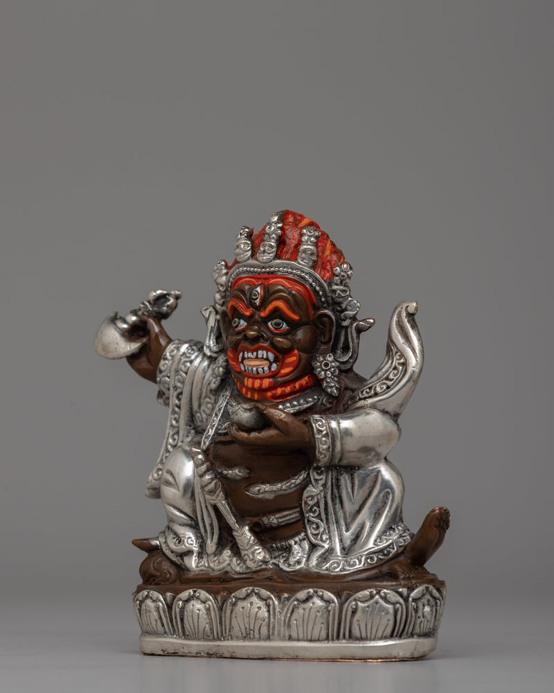 Oxidized Copper Mahakala Statue | Sacred Buddhist Protector