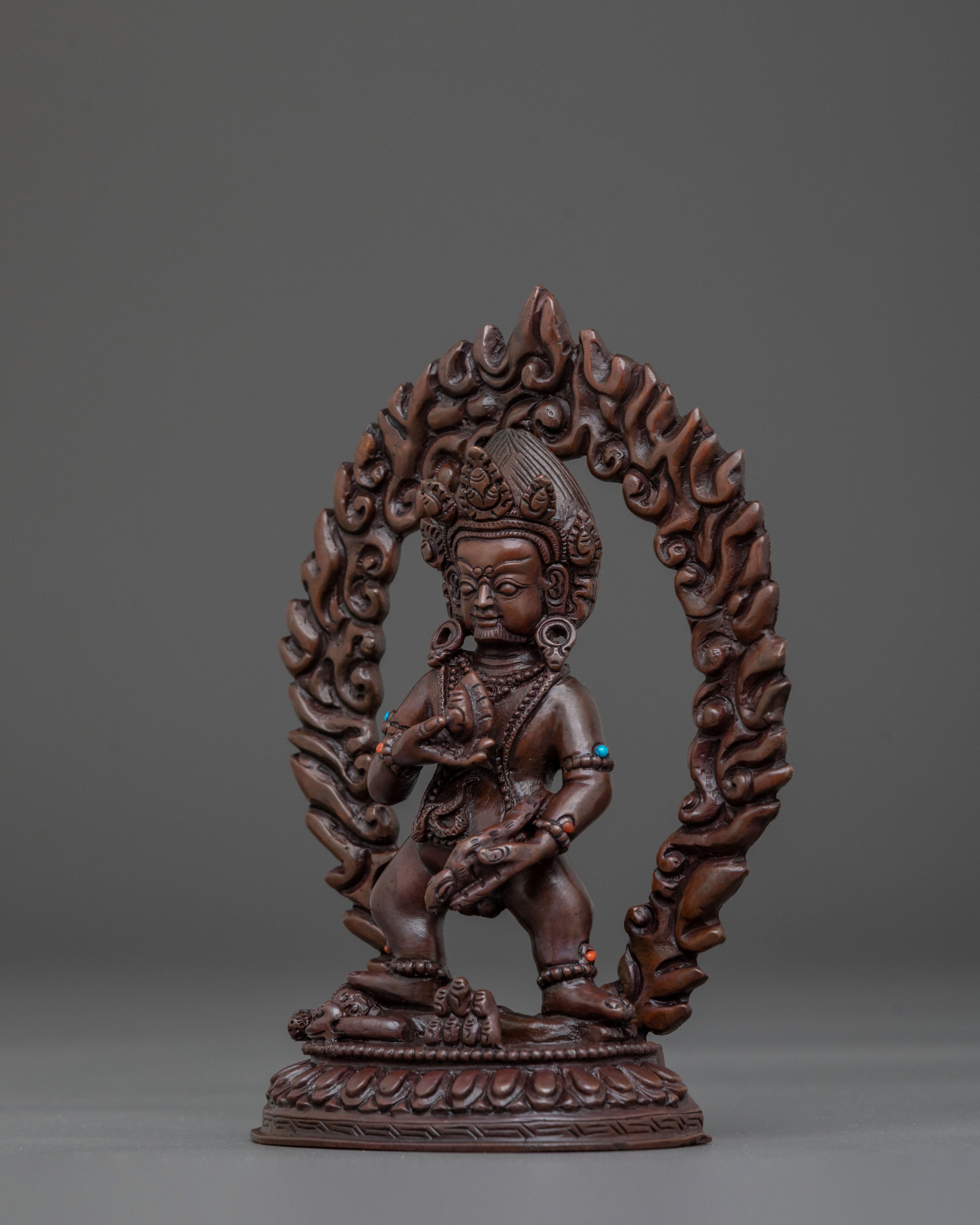Black Dzambhala Sacred Sculpture | Buddhist Wealth Deity