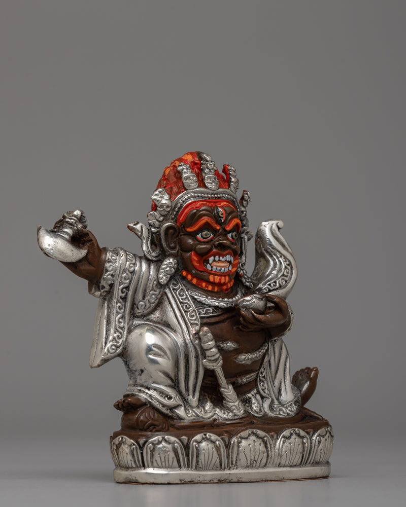 Oxidized Copper Mahakala Statue | Sacred Buddhist Protector