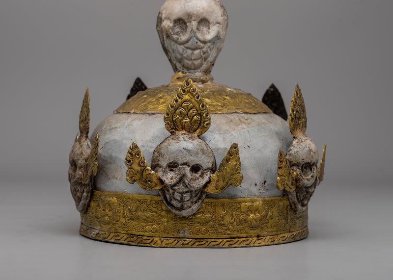 Handcrafted Ritual Iron Skull Crown | Sacred Symbol of Transformation in Tantric Buddhism