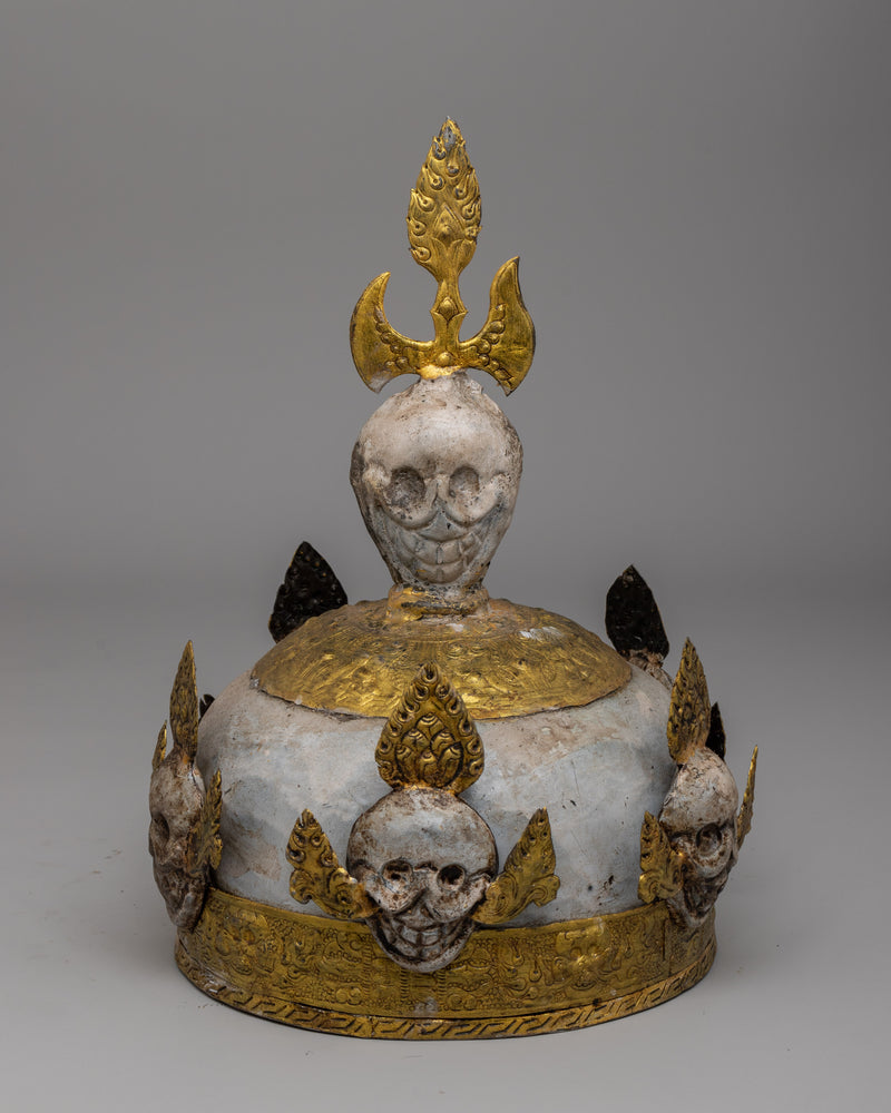 Handcrafted Ritual Iron Skull Crown | Sacred Symbol of Transformation in Tantric Buddhism