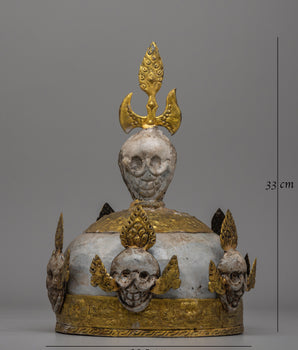 Handcrafted Ritual Iron Skull Crown | Sacred Symbol of Transformation in Tantric Buddhism