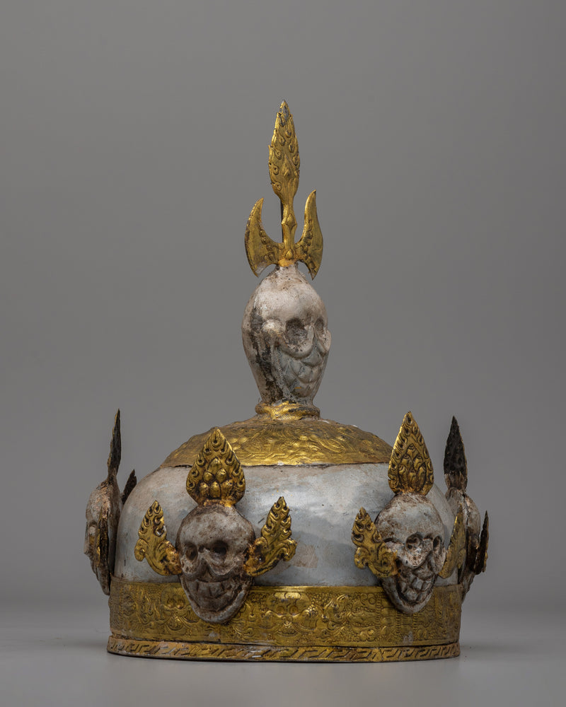 Handcrafted Ritual Iron Skull Crown | Sacred Symbol of Transformation in Tantric Buddhism