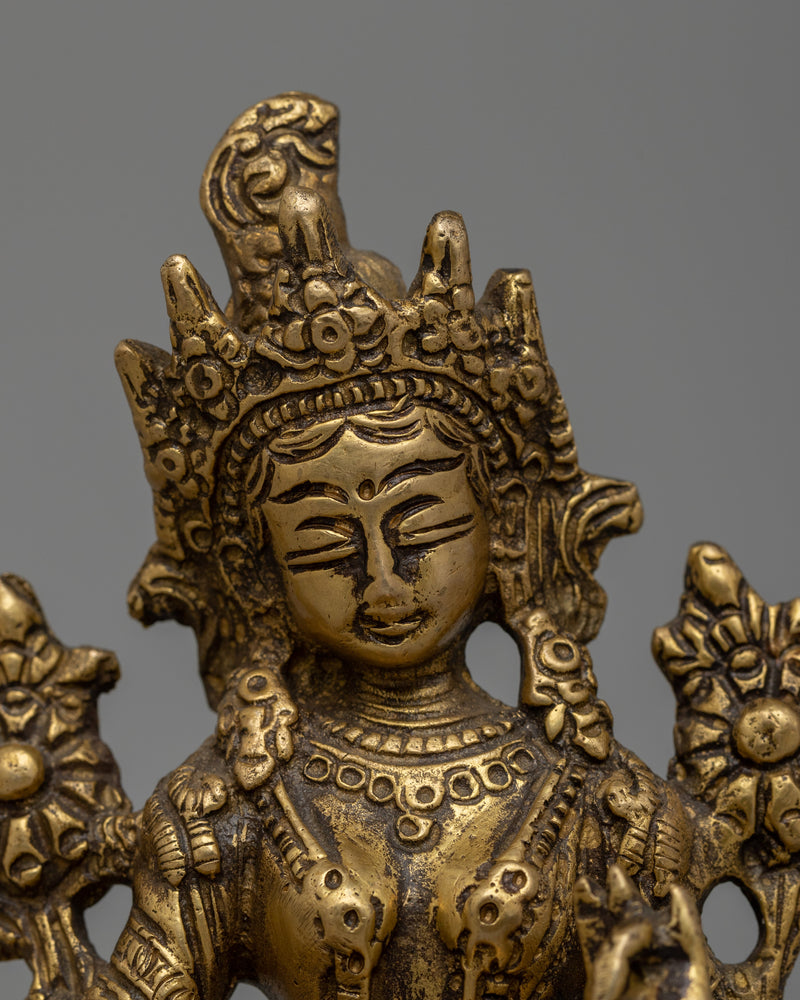 Exquisite Handcrafted Brass Green Tara Statue | Spiritual Gifts