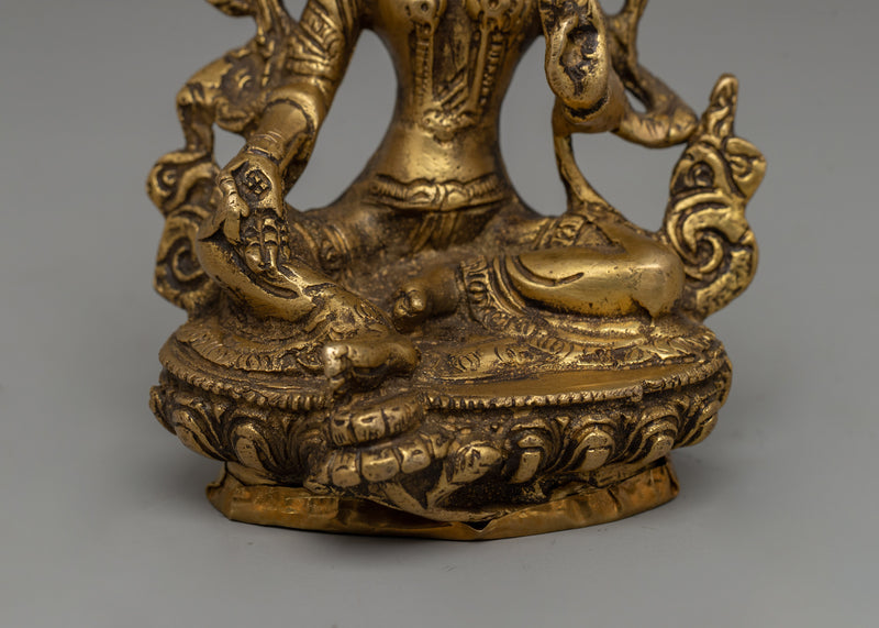 Exquisite Handcrafted Brass Green Tara Statue | Spiritual Gifts