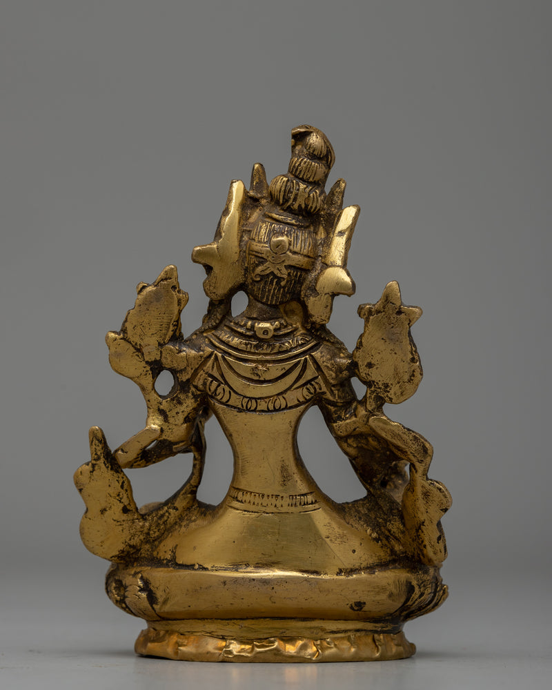 Exquisite Handcrafted Brass Green Tara Statue | Spiritual Gifts