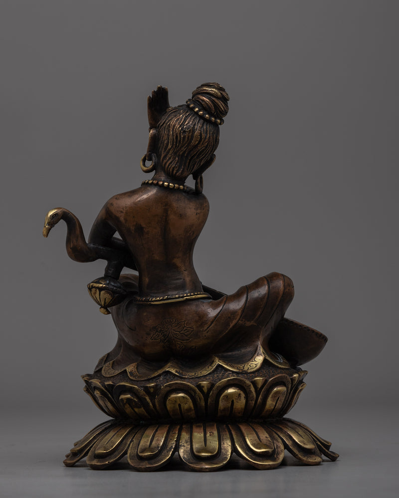 Elegant Brass Saraswati Statue |  Spiritual Home Decor