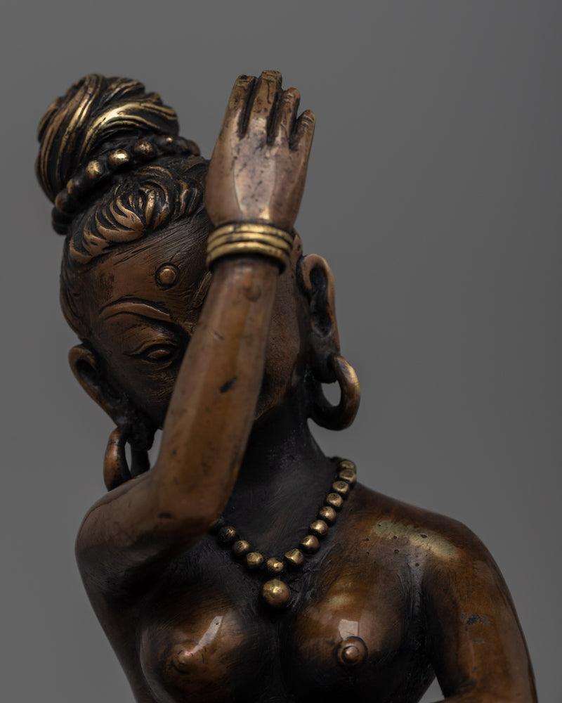 Elegant Brass Saraswati Statue |  Spiritual Home Decor