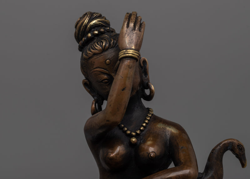 Elegant Brass Saraswati Statue |  Spiritual Home Decor