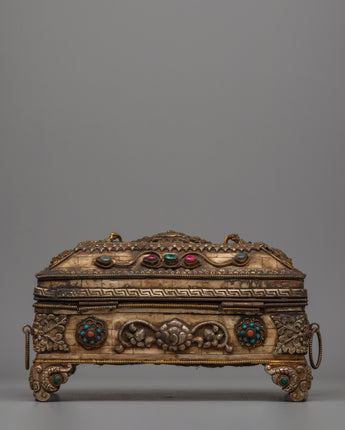 Tibetan Buffalo Bone Treasure Box