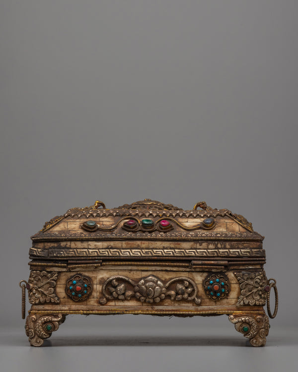 Tibetan Buffalo Bone Treasure Box 