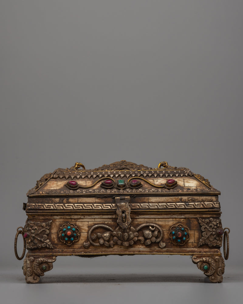 Tibetan Buffalo Bone Treasure Box | Sacred Artifact Storage