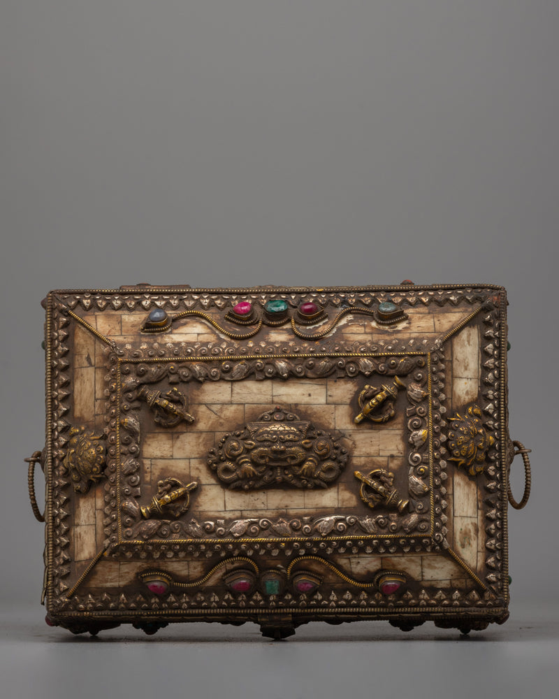 Tibetan Buffalo Bone Treasure Box | Sacred Artifact Storage