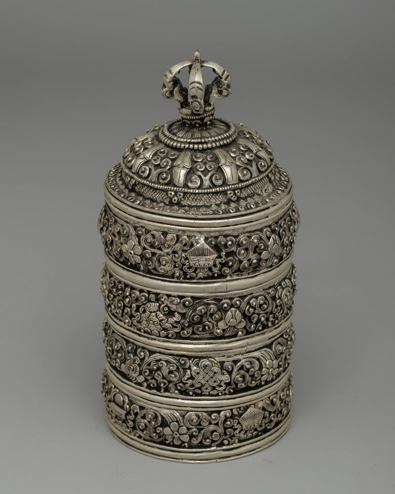 Silver-Plated Rice Carry Pot  | Symbol of Prosperity & Abundance