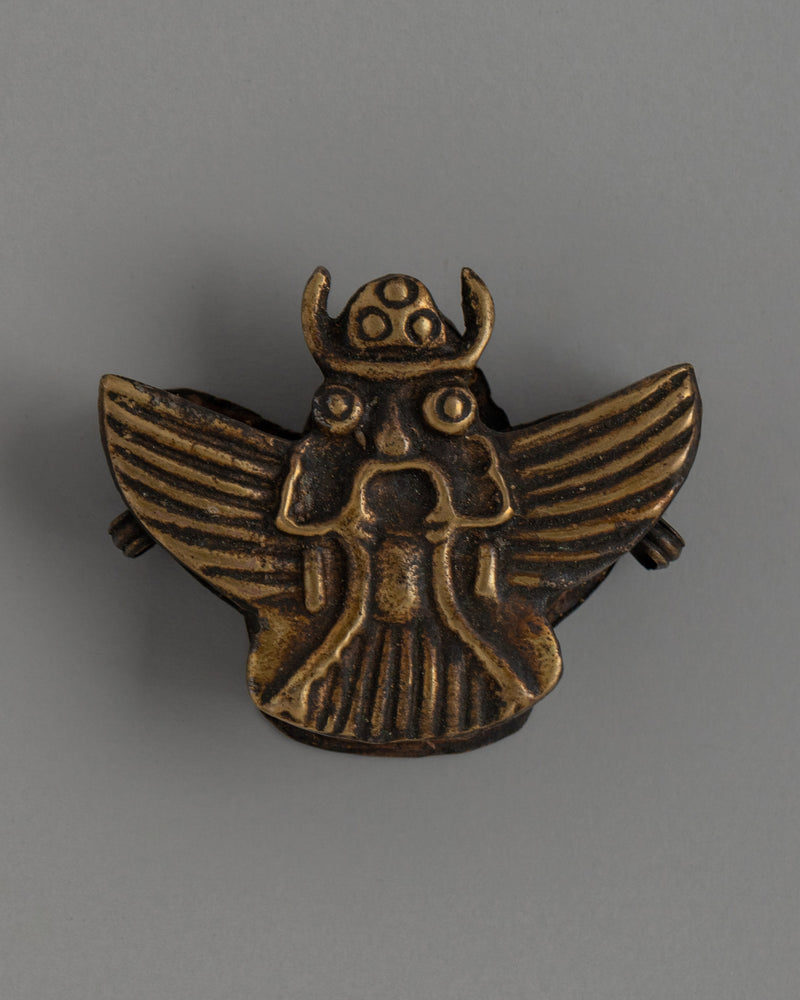 Brass Ghau Box with Winged Deity Design