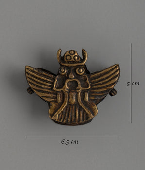 Brass Ghau Box with Winged Deity Design | Sacred Buddhist Locket for Mantras and Prayers
