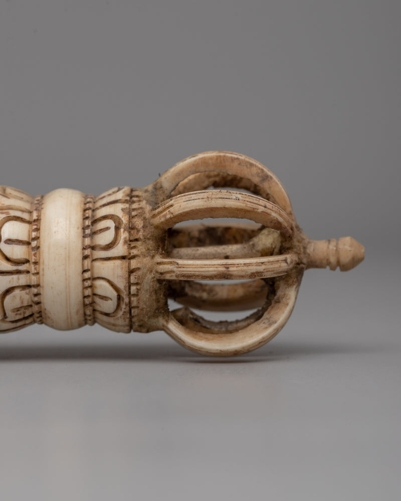 Hand-Carved Buffalo Bone Vajra | Sacred Tibetan Ritual Tool