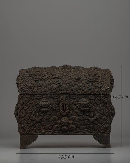 Hand-Carved Tibetan Treasure Box | Sacred Ritual Chest