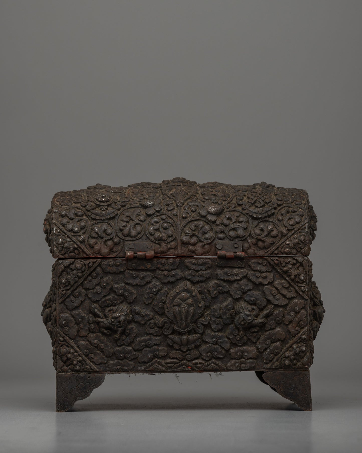 Hand-Carved Tibetan Treasure Box | Sacred Ritual Chest