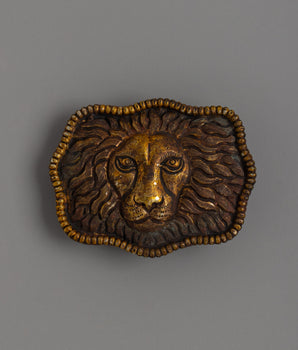 Gold-Plated Lion Head Belt Buckle
