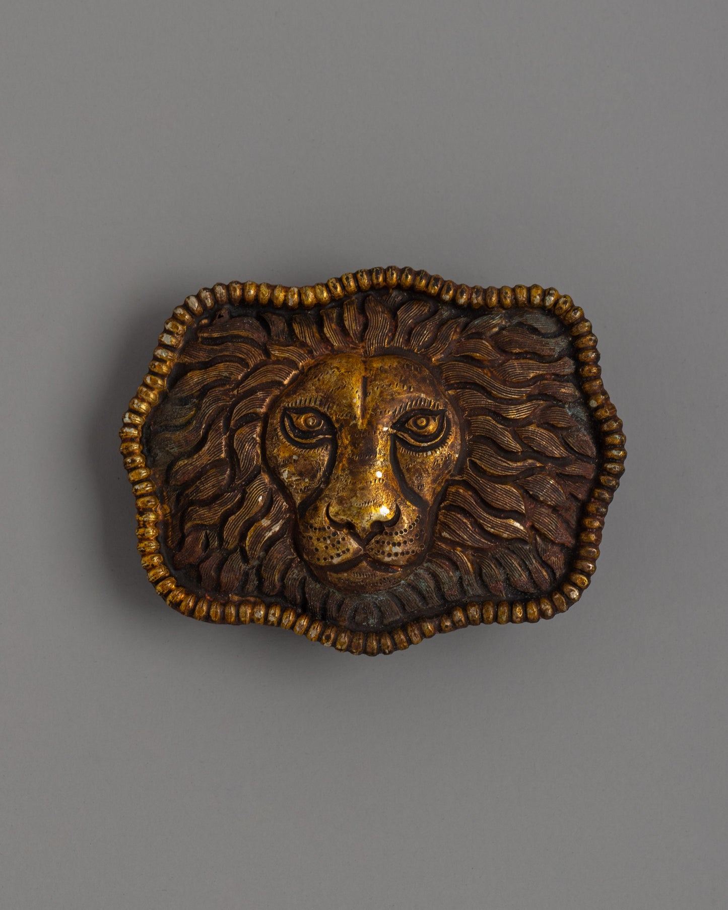 Gold-Plated Lion Head Belt Buckle