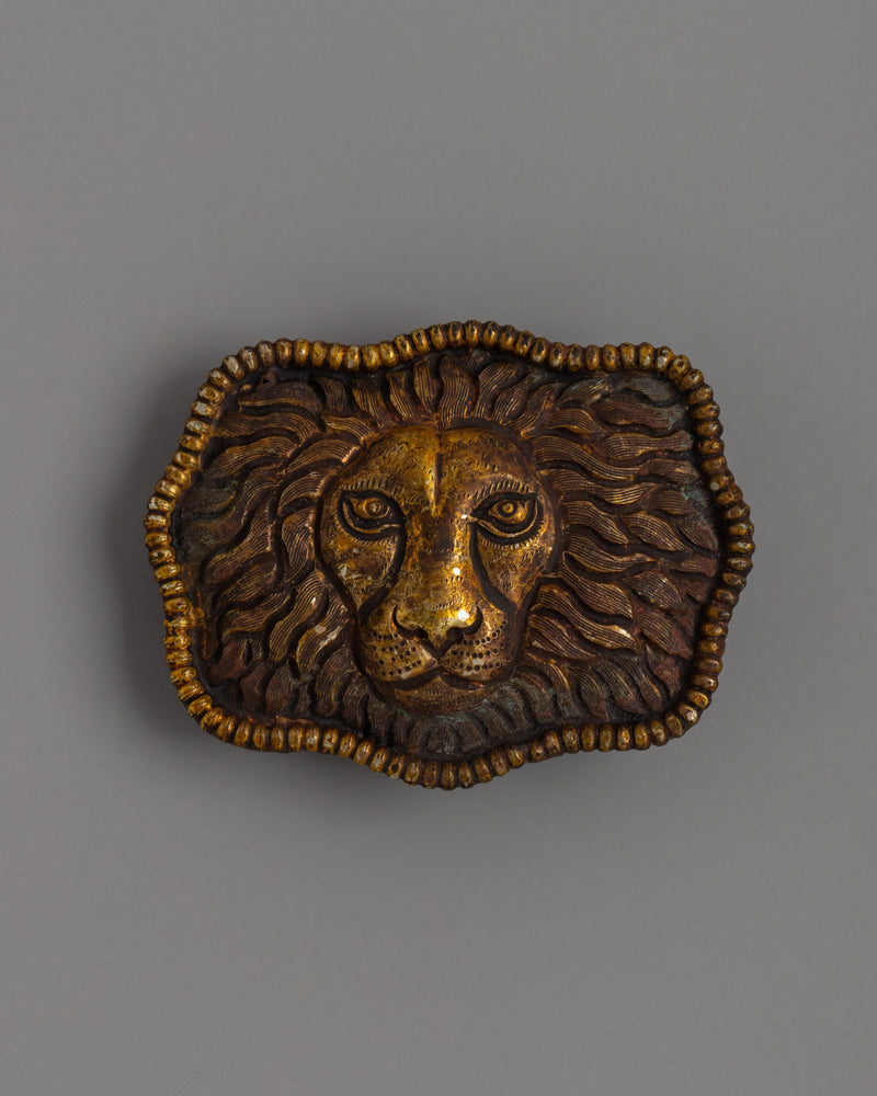 Gold-Plated Lion Head Belt Buckle