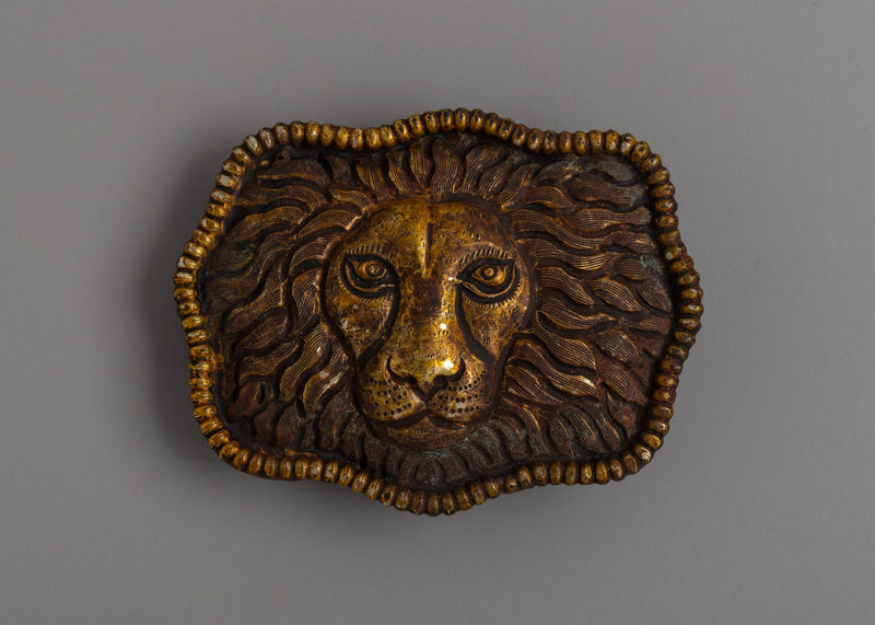 Gold-Plated Lion Head Belt Buckle | A Symbol of Strength and Elegance