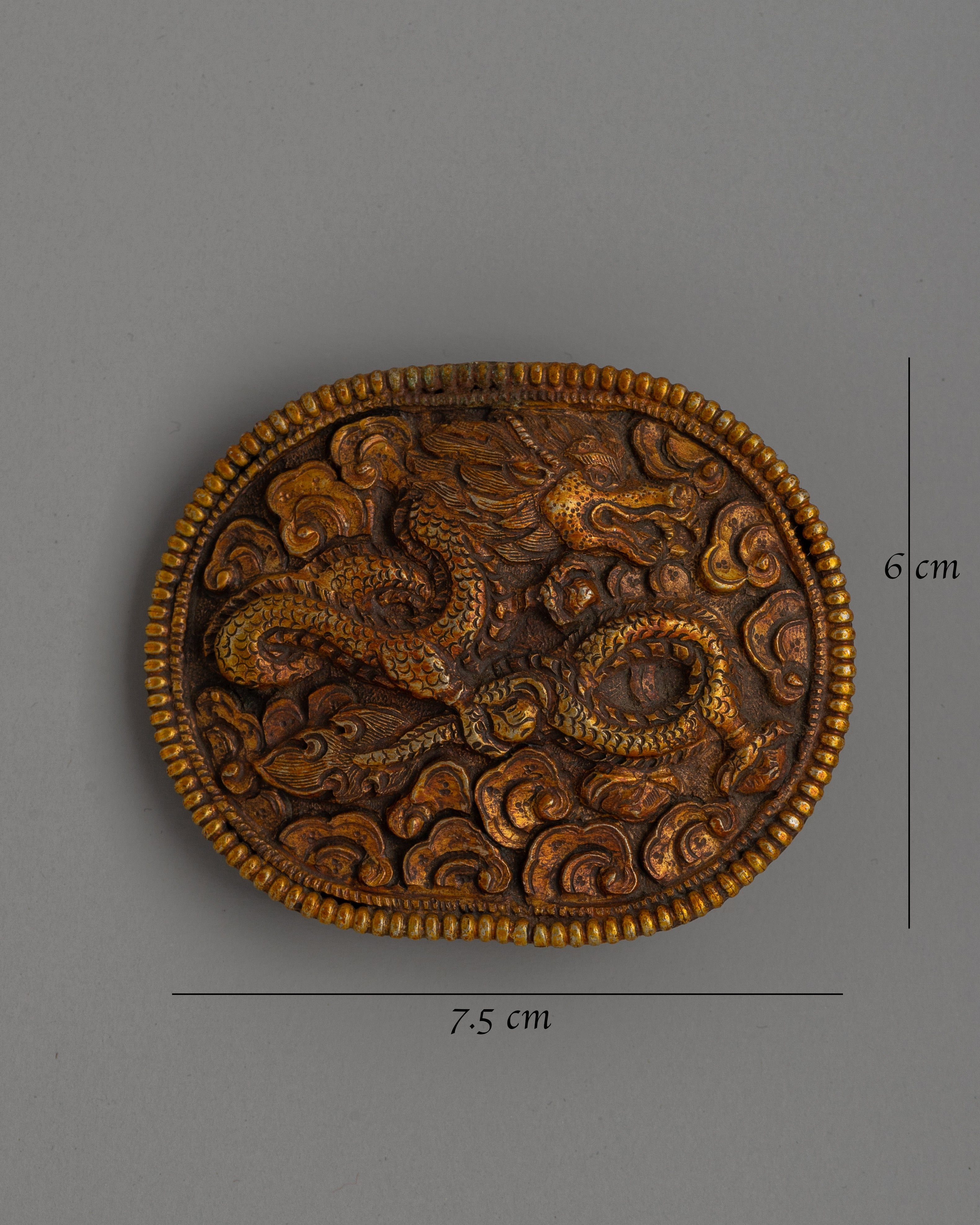 Elegant Gold-Plated Dragon Belt Buckle Handcrafted From Copper | Sacred Accessory For Rituals And Decor
