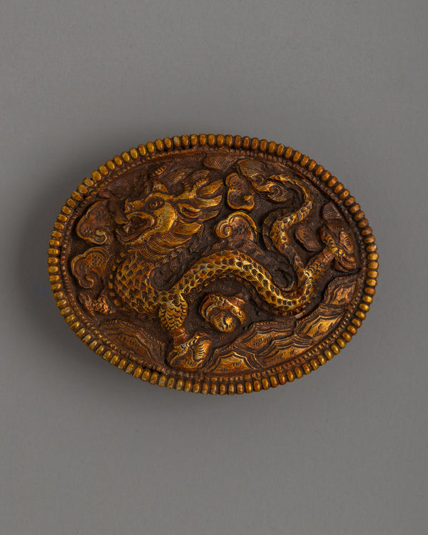 Gold-plated Tibetan Dragon Buckle Handcrafted From Copper