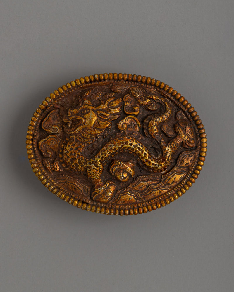 Gold-plated Tibetan Dragon Buckle Handcrafted From Copper