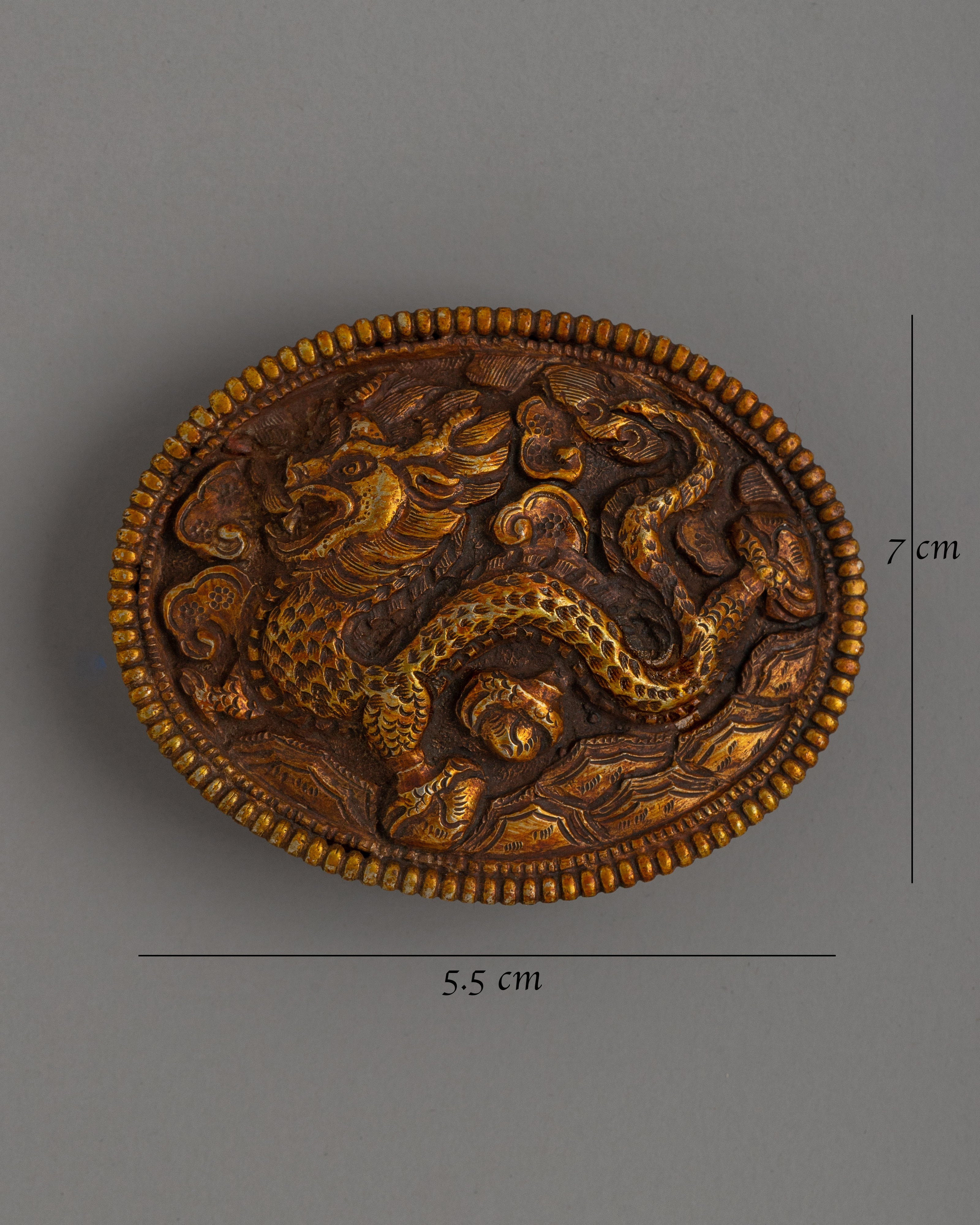 Gold-Plated Tibetan Dragon Buckle Handcrafted From Copper | A Stunning Symbol of Power And Protection