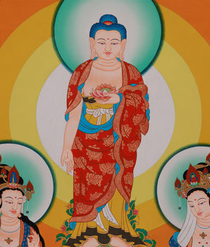 Divine Standing Buddha Thangka | Embodying Peace and Spiritual Wisdom