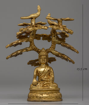 Shakyamuni Buddha Under Tree | Brass Statue for Enlightenment and Meditation